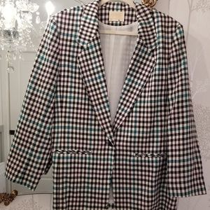 Pendleton Plaid Pencil Skirt Suit Blazer B&W